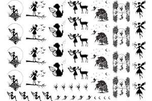 CAPTIVE DECALS Faeries Fairy 48 pcs 0.125 to 1 Inch Black Fused Glass Decals