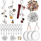 Liliaafar 746 Pcs Halloween Lip Gloss Charm Keychain Making Kit 180 Assorted Halloween Ghost Pumpkin Bat Witch Hat Charms 30 Keychain Clips 3 Roll Extender Chain Jewelry Plier for DIY Crafts