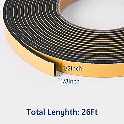 Self Adhesive Foam Tape Weatherstrip 1/2in x 1/8in