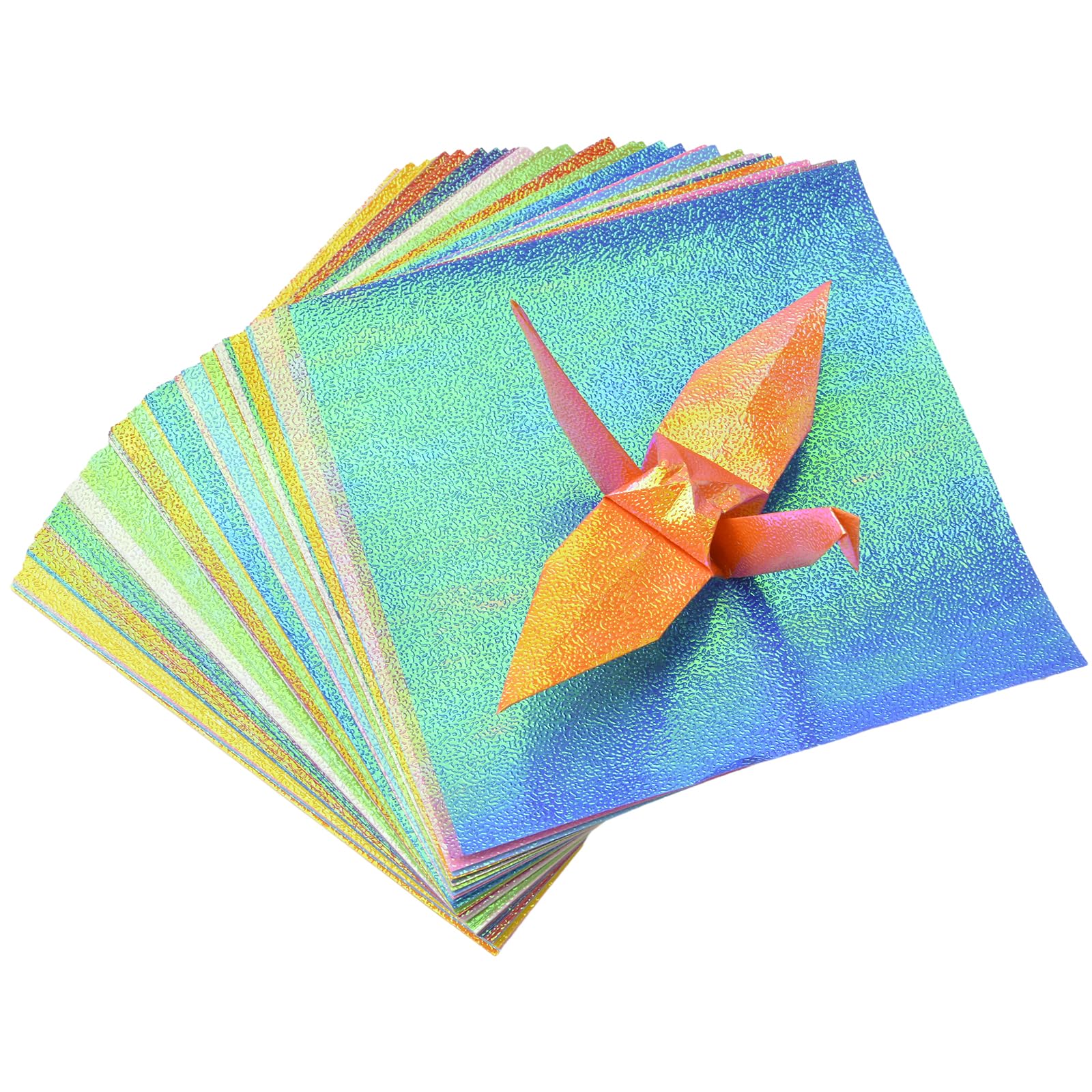 URROMA Glitter Origami Paper, 100pcs Shiny Square Origami Colorful Handcraft Paper, 15CM