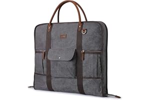 Carry On Garment Bag for Business Travel S-ZONE Canvas Leather Men Suit Cover