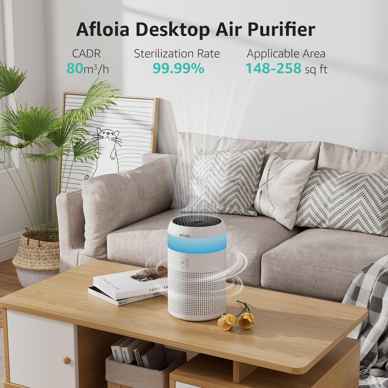 Afloia Air Purifiers for Bedroom Dorm with 7 Colors Light & Fragrance Sponge for Home Office Living Room, Small Desktop Air Purifier for Pet Dander Mold Pollen Odor Smoke Dust