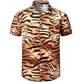 Fashonal Men's Cotton Shirts Novelty Button Down Hawaiian Shirt, M-4XL