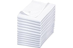 WHITEWRAP Flour Sack Kitchen Towels |Cotton Blank Towel | Tea Towel Crafting Embroidery| Thick Absorbent Quick Dry | Baking Bread Proofing Linen Cover,Washable Set of 12, 18"x28", White