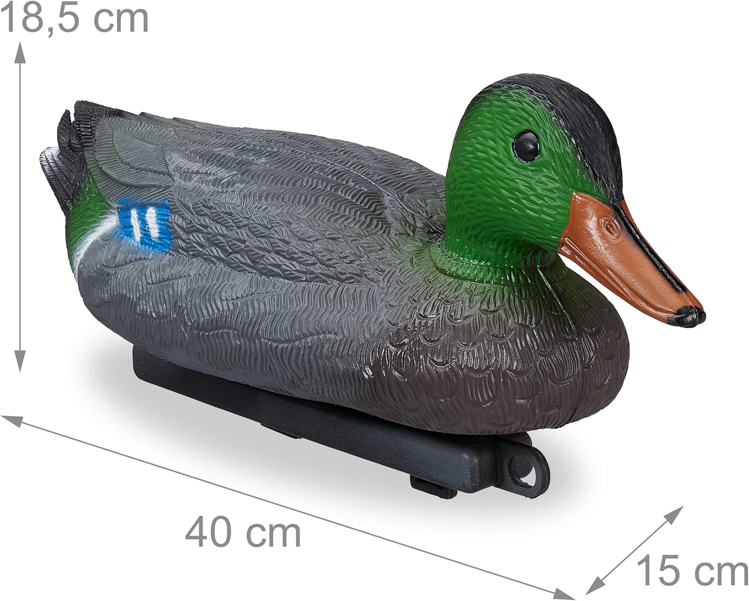 Relaxdays Pond Duck, Swimming Drake, Decoy Duck, Plastic & weatherproof, Water Feature Decoration, Garden, Multi-Colour - Image 5