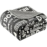 CAPT.SNOOZE Waterproof Dog Blankets Pet Blanket 50"x60", Soft Fluffy Sofa Car Bed Protector, Reversible Sherpa Fleece Dog Blanket for Large Dogs (Letters)