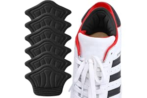 HUETHY Adhesive Back of Heel Cushion Pads, Heel Grips Inserts for Loose Shoes, Too Big Boots, Reusable Heel Guards Liners for Women Men, Improve Shoe Fit, 6PCS-Black