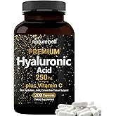 NatureBell Hyaluronic Acid 250mg - 240 Capsules - 250mg Hyaluronic Acid, 5000mcg Biotin & 25 mg Vitamin C - Supports Skin, Hair, Bone, Eye & Joint Health*