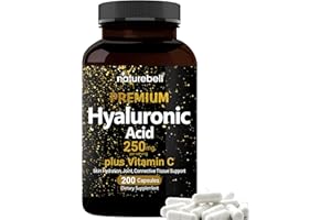 NatureBell Hyaluronic Acid Supplements 250mg | 240 Capsules, with Biotin 5000mcg & Vitamin C 25mg, 3 in 1 Support - Skin Hydration, Joint Lubrication, Hair and Eye Health