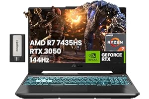 ASUS TUF A15 15.6" 144Hz FHD Gaming Laptop, AMD Ryzen 7 7435HS, 64GB DDR5, 4TB PCIe SSD, NVIDIA GeForce RTX 3050, Backlit Key