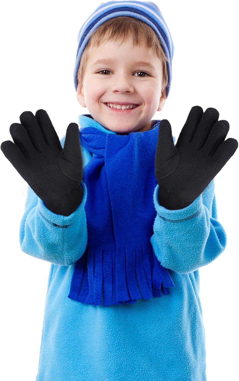 3 Pairs Kids Fleece Gloves Full Fingers Gloves Winter Soft Warm Gloves for Boys Girls Outdoors Activities Supplies: Clothing