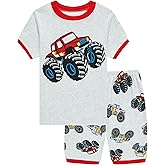 Akyzic Little Boys Pajamas 100% Cotton Pjs for Boys Toddler Monster Truck Sleepwear Short Sets Kids Summer Clothes 3-10T