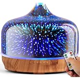 Porseme 500ml Glass Essential Oil Diffuser Aromatherapy Ultrasonic Cool Mist Humidifier 15-21 Running Hours Diffusers with Remote Control for Sleeping Yoga Working Spa(Silver
