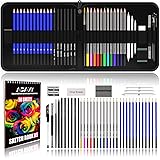 Drawing Pencils with Sketchbook 50 Pages, Colored Pencils 42pcs Set in a Portable Zipper Case, Watercolor Pencils, Sketch Pen