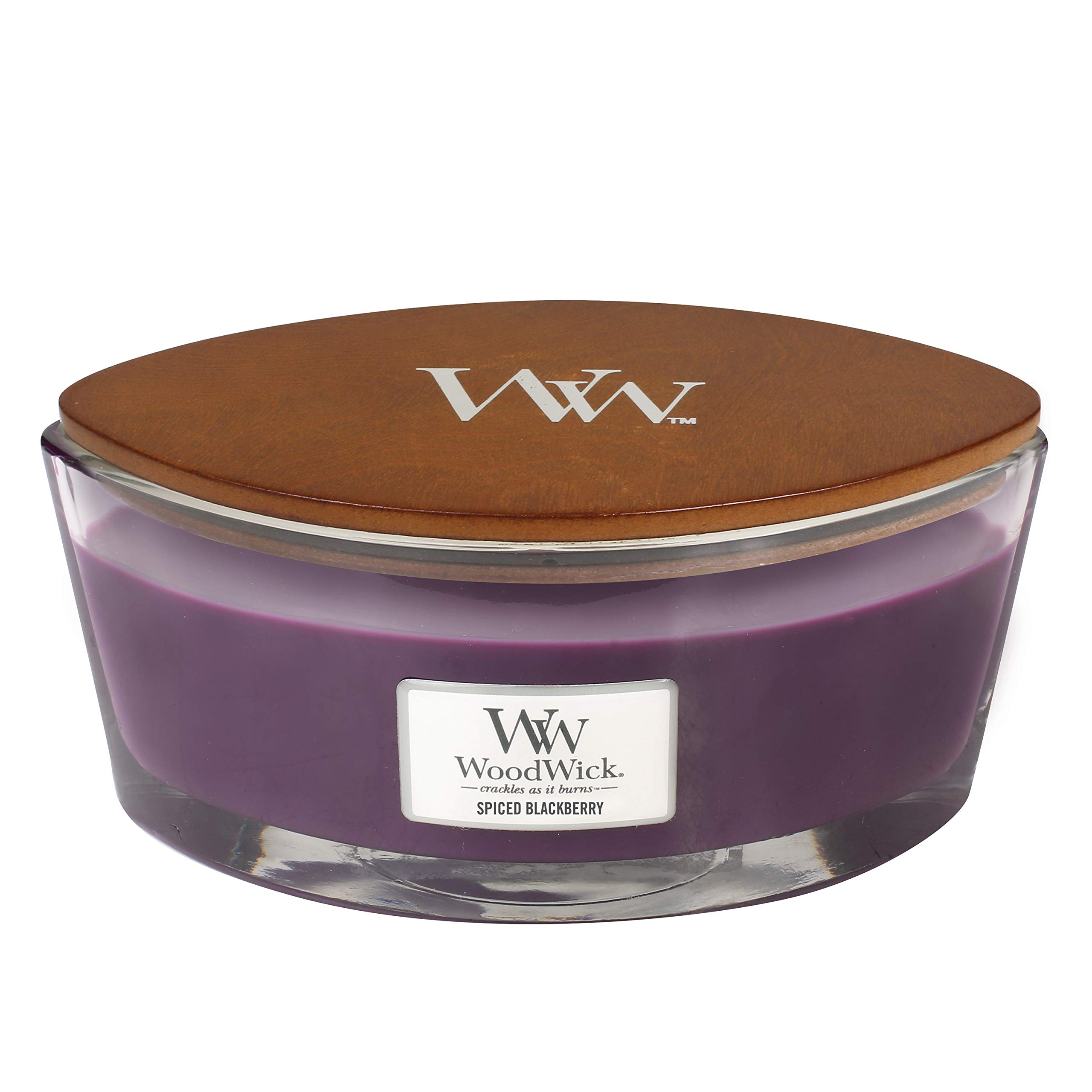 WoodWick Ellipse Scented Candle | Spiced BlackBerry | with Crackling Wick | Burn Time: Up to 50 Hours
