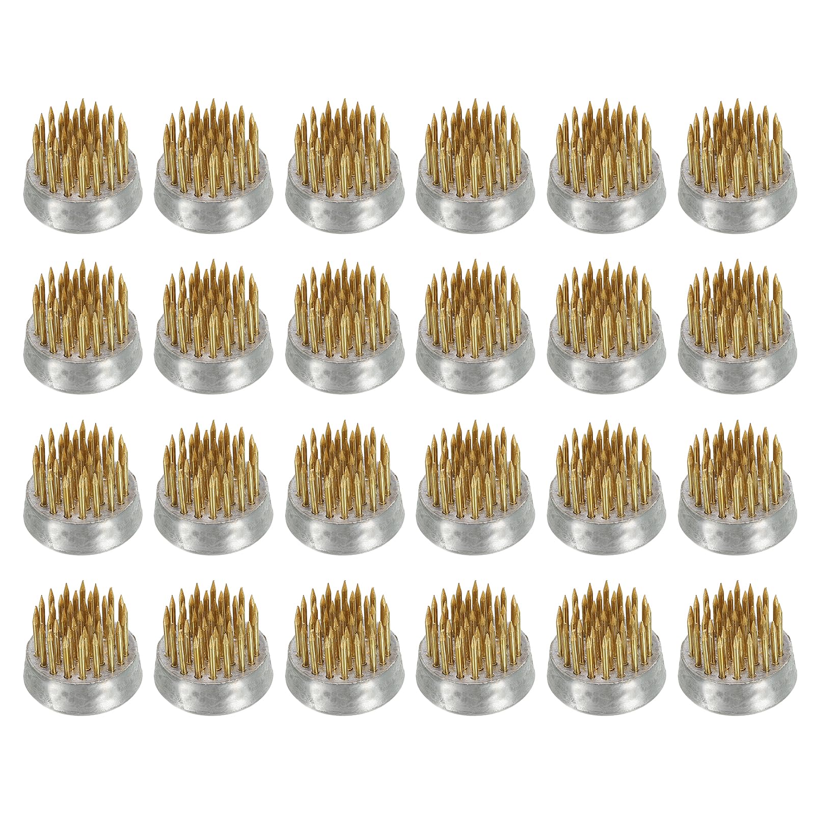 PATIKIL 0.9" Flower Frogs Ikebana Kenzan, 24 Pcs Flower Arranger Tool Brass Floral Frog Pin Holder for Vase Flower Arrangement, Gold Tone