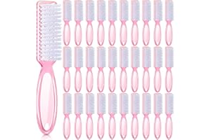 Patelai 30 Pcs Nail Scrubber Brushes Bulk Handle Grip Manicure Brushes for Cleaning Fingernails Pedicure Cleaning Brush for Toes and Fingernail Cleaning(Clear Pink)