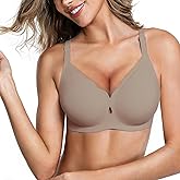 LUCKMEEY Womens Wireless Push Up Bras Sexy V Mesh Supportive Seamless T-Shirt Bra No Underwire (U-Back & Crossback)