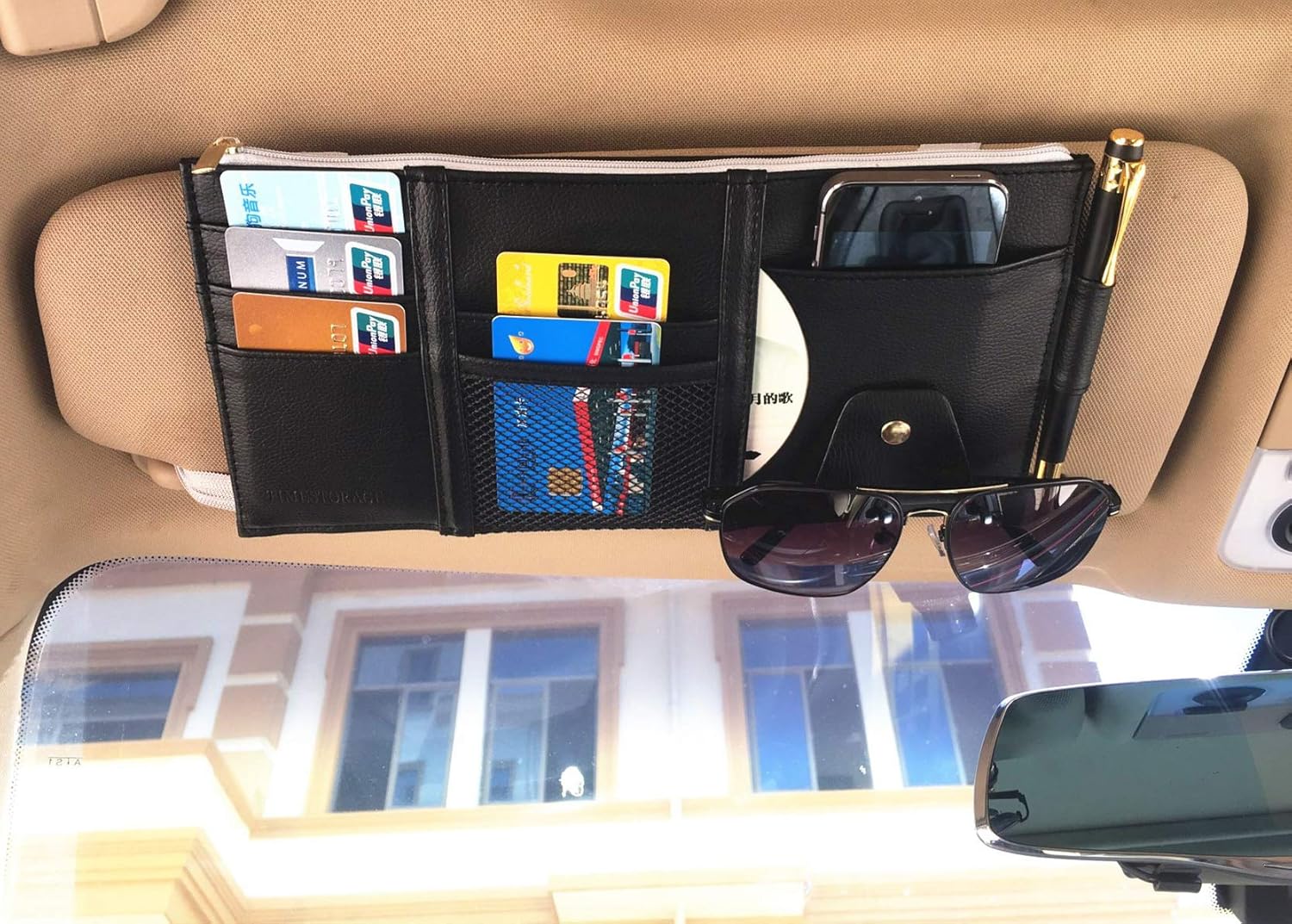 Leather Car Sun Visor Organizer Auto Interior Accessories