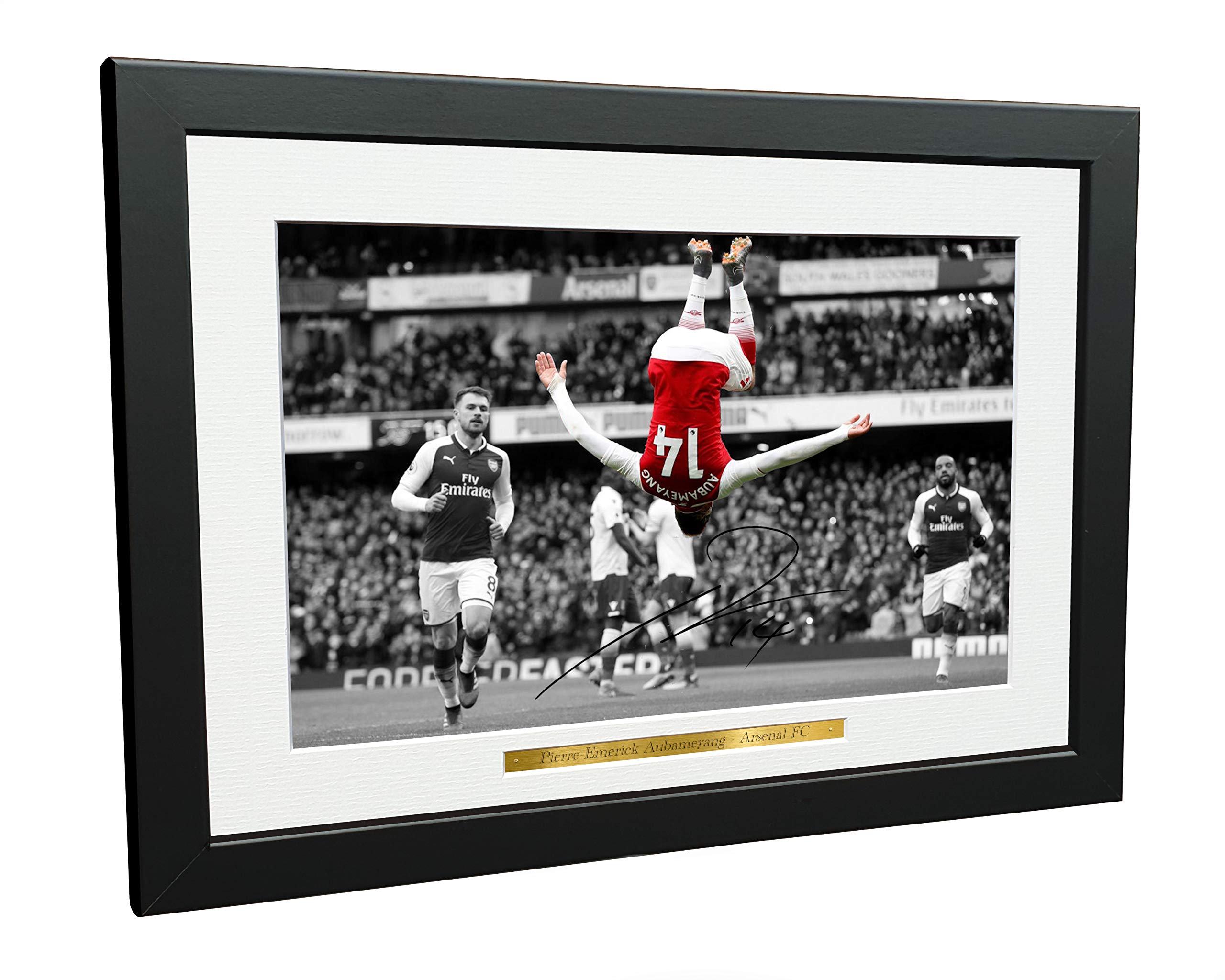 12x8 A4 Signed "THE BACKFLIP" Pierre-Emerick Aubameyang Arsenal FC Autographed Photo Photograph Picture Frame Football Soccer Poster Gift