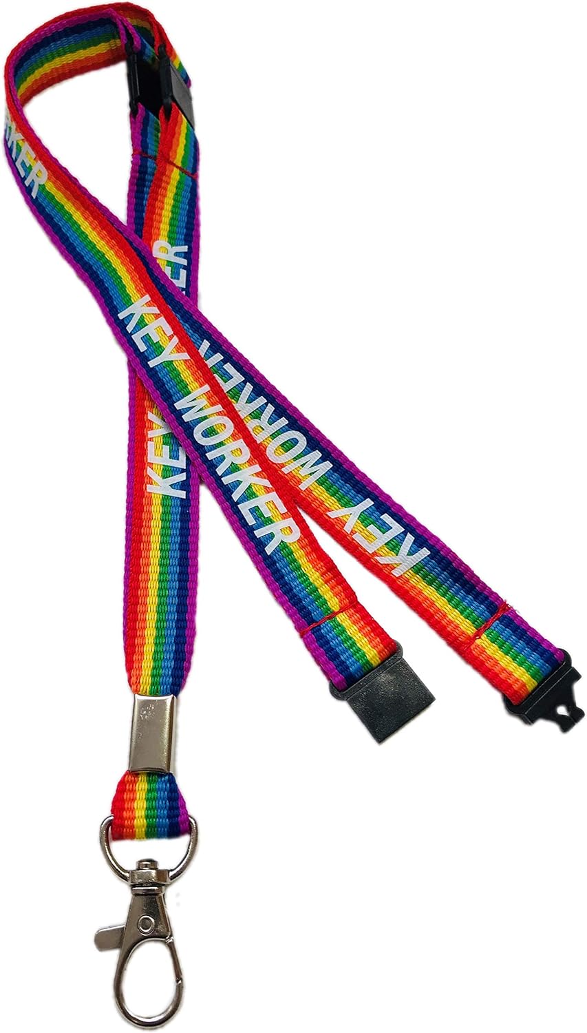 PAC Supplies Global Rainbow 15mm Key Worker Neck Lanyard With 3 Point Safety Breakaway