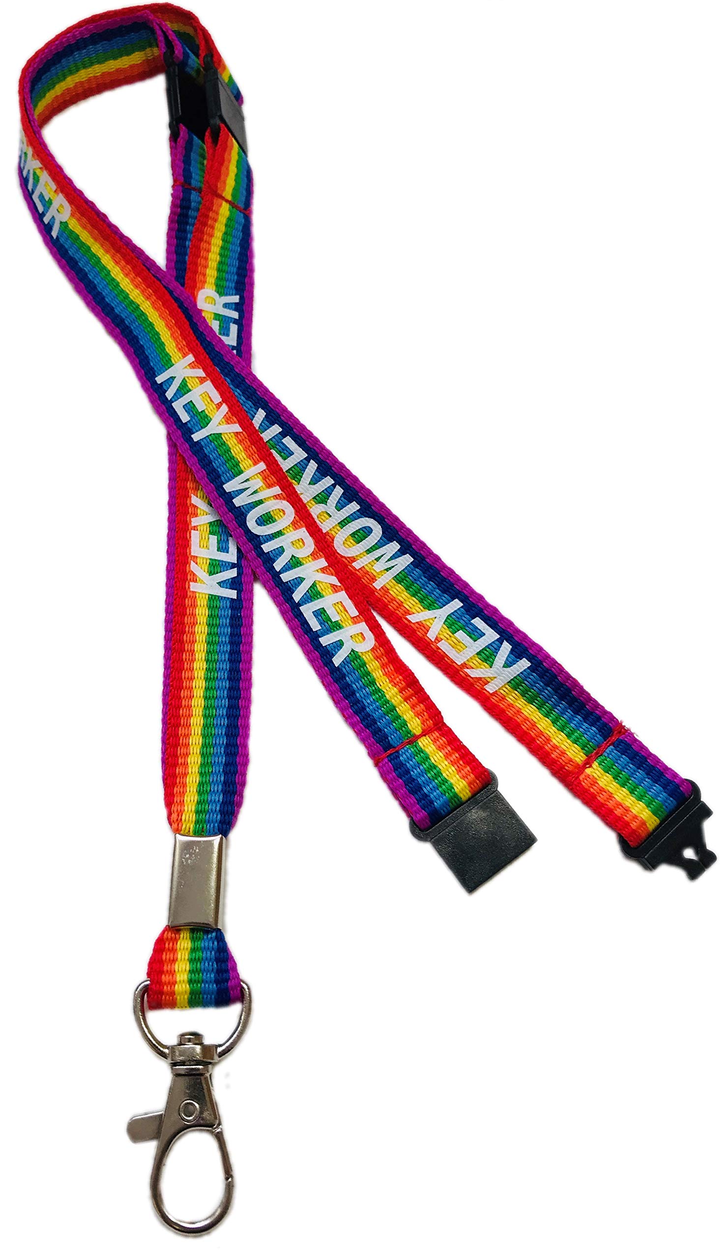 PAC Supplies Global Rainbow 15mm Key Worker Neck Lanyard With 3 Point Safety Breakaway