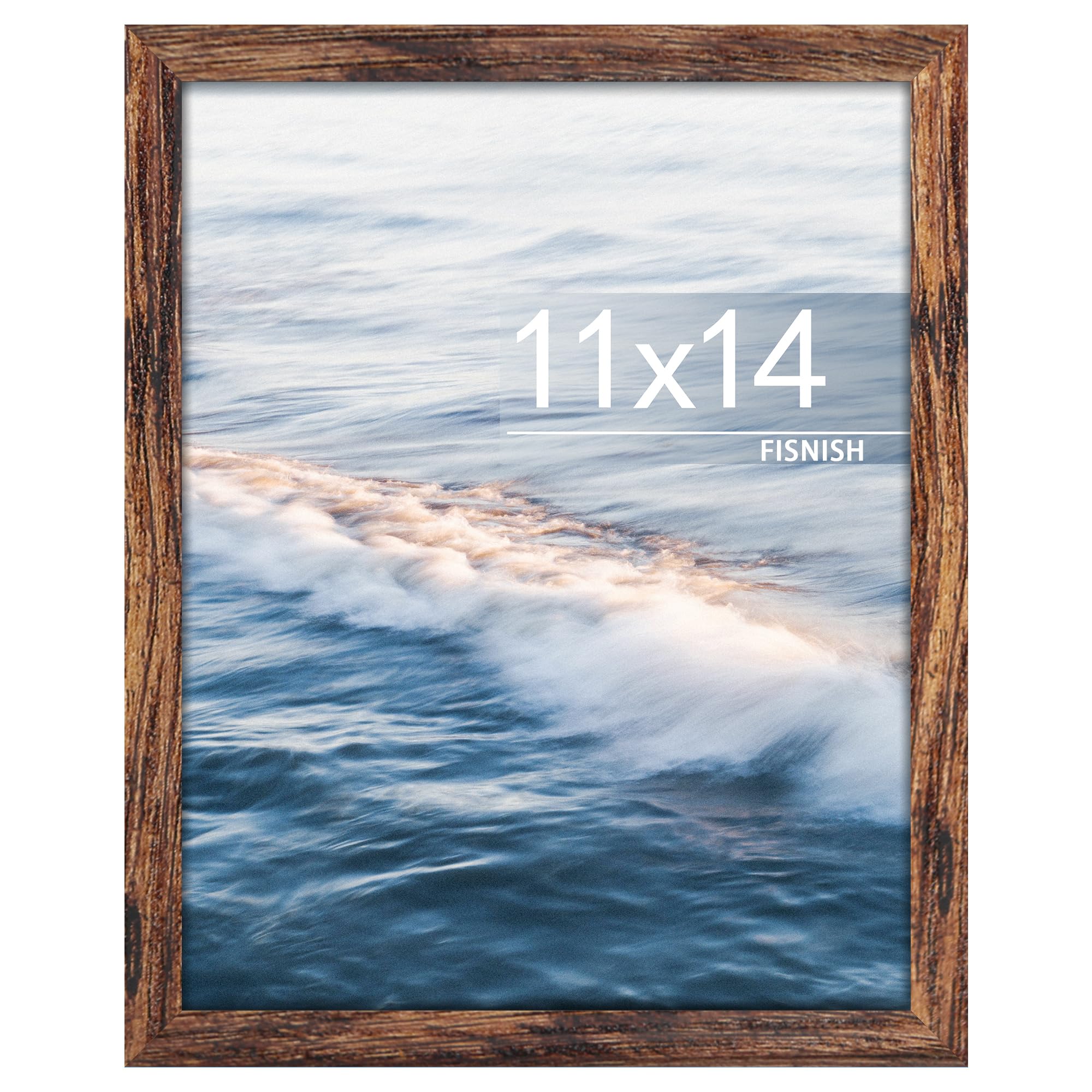 Fisnish 11x14 Picture Frame, for Tabletop Display, Horizontal or Vertical Wall Mounting, Brown
