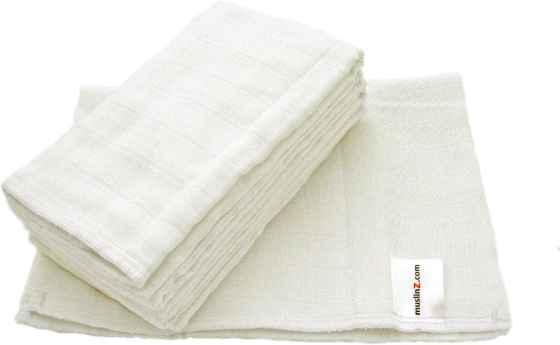 MuslinzPrefold Nappies (0 to 3 Months, Size 2, White, Pack of 6)