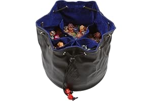 Forged Dice Co. Pouch of The Endless Hoard Dice Bag - Holds Over 1,000 Polyhedral Dice - Dice Storage Bag with 7 Pockets - Perfect for Bulk Dice - Black/Blue