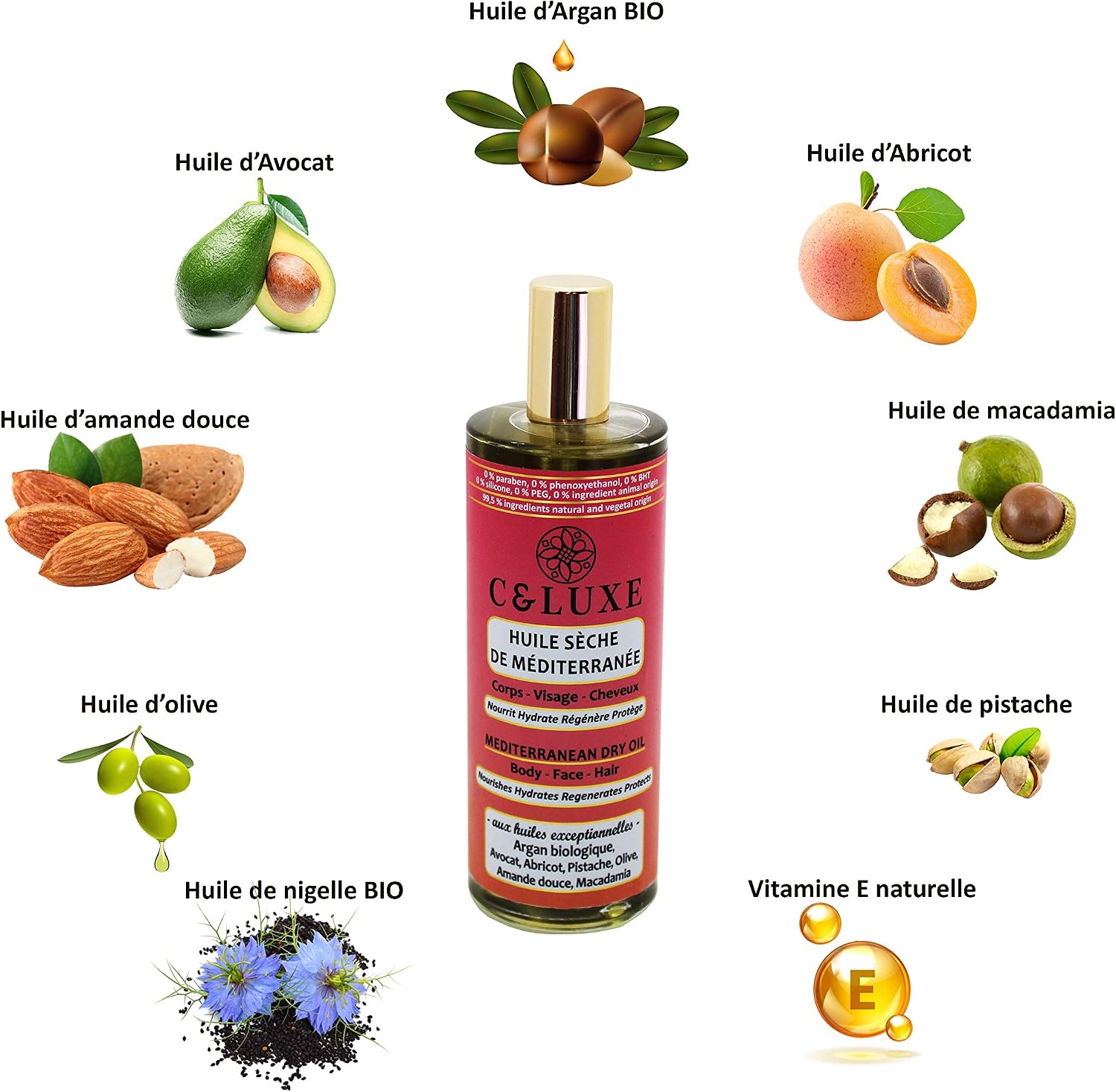 Mediterranean Dry oil, BODY FACE HAIR, Organic Argan, Avocado, nourishes hydrates regenerates and protects your skin - Image 5