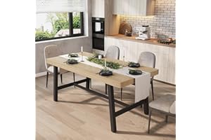 Garvee Industrial Dining Table for 4-6 People, 63" Long Wooden Kitchen Table with Sturdy Metal Frame & Grey Finish - Seats 4 