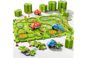 Beby Buty 48 PCS Puzzle Race Track Car Set Toys for Kids Boys, Puzzle Tracks Car for Boys Ages 3-5 4-6, Toddler Toys Gifts for 3 4 5 Year Old Boys, Ideal 3 4 5 6 Year Old Birthday Gifts