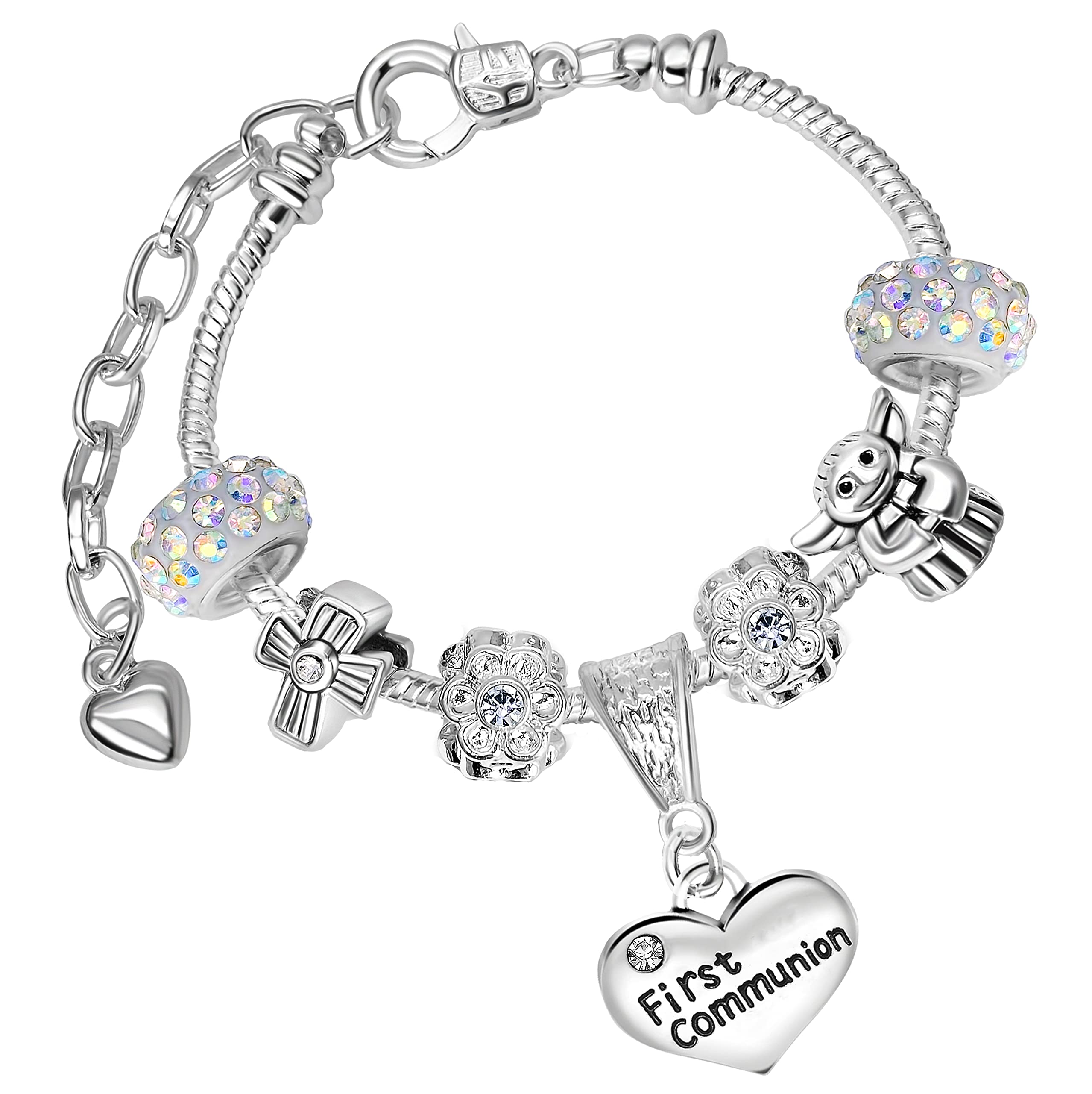 First Holy Communion Glitter Sparkles Charm Bracelet with Gift Box for Girls (NHC-14)