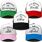 Funky Junque Neon Party Trucker Hats - Funny Foam Mesh Snapback Caps for Bachelorette Parties, Girls Weekend Trips, Birthdays, Festivals & Bride Crew Gifts - 5 Pack - Free Spirit