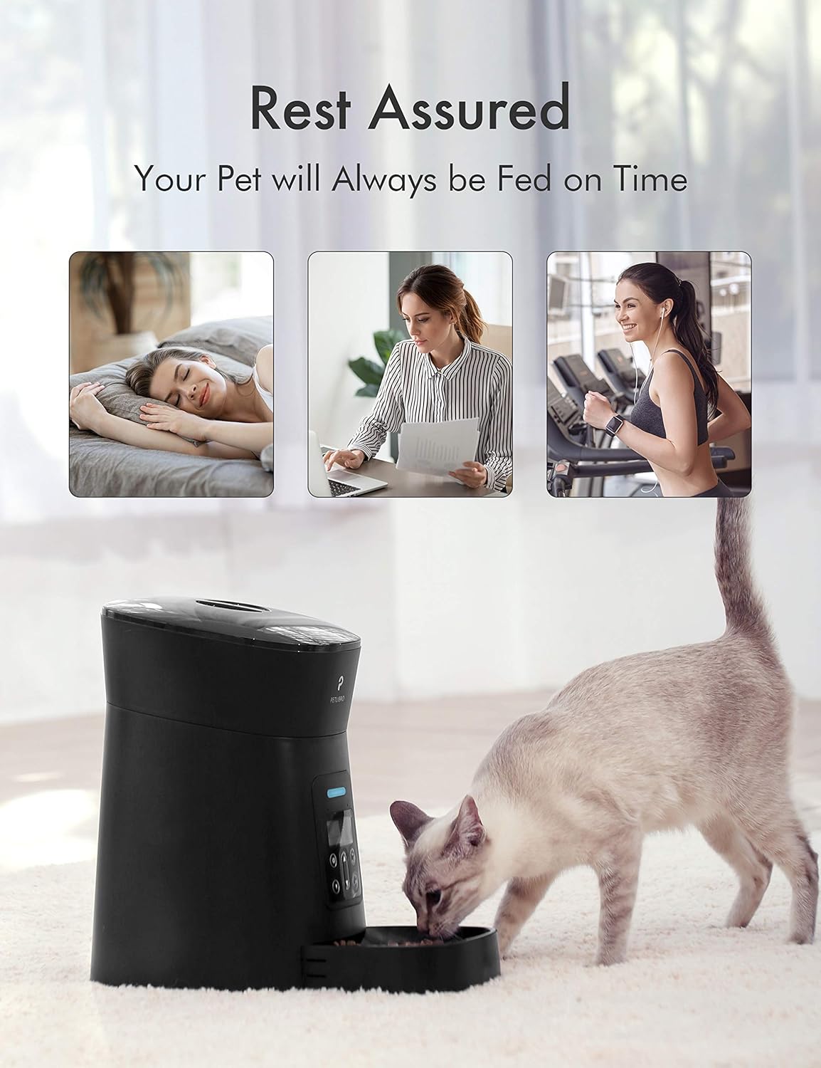 Kitchen & Dining : PETLIBRO Automatic Cat Feeder, 4L Auto Pet Dry Food Dispenser with Clog-Free Design, Low Food LED Indication, 0-50 Portion Control for 1-6 Meals Daily, 10s Voice Recorder for Small & Medium Pets : 