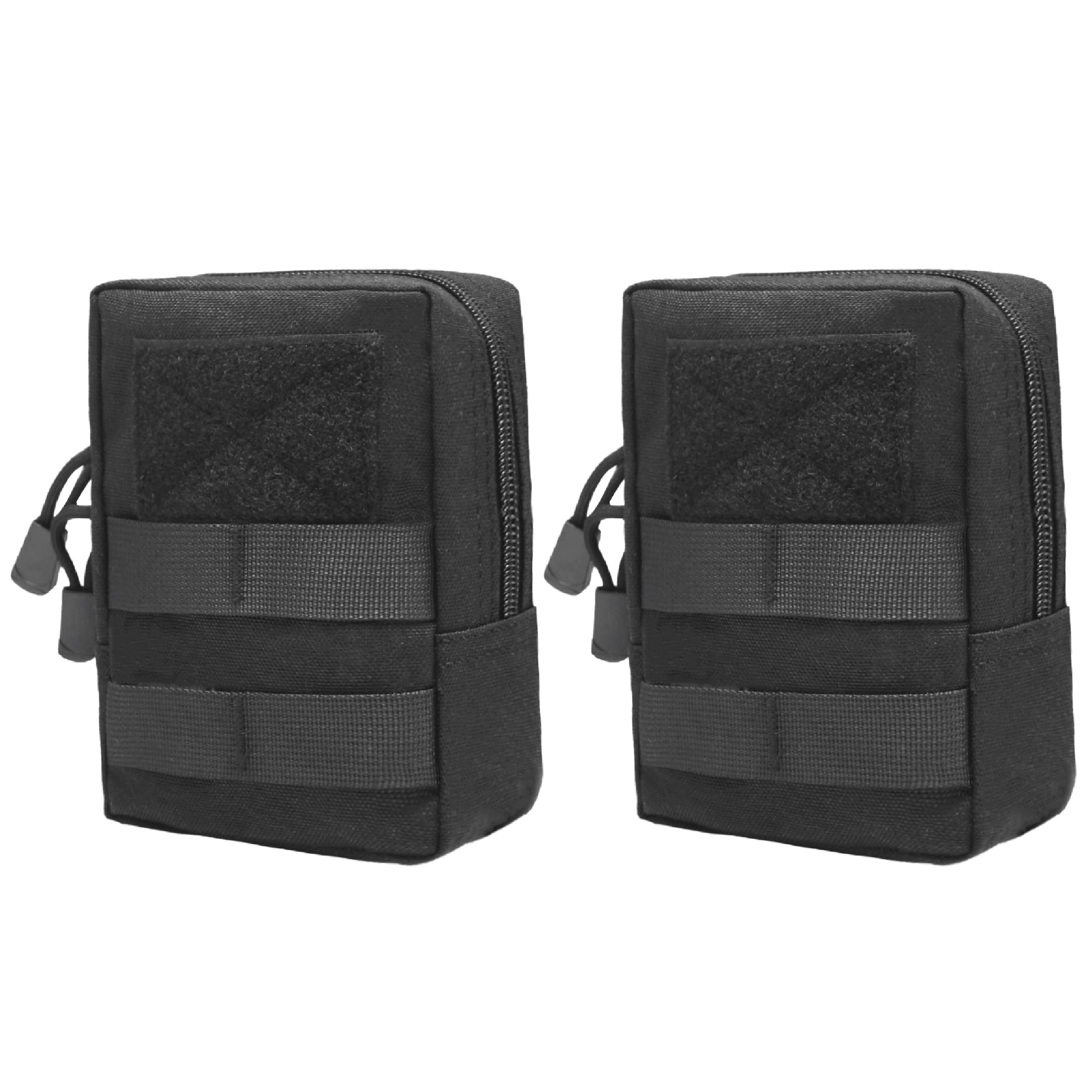 Azarxis Molle Tactical Pouch, Multi-Purpose Military Admin EDC Utility Pouch Backpack Accessories Gadget Tool Gear Organizer for Outdoor Hiking Camping Hunting Cycling Climbing (Black - 2 Pack)