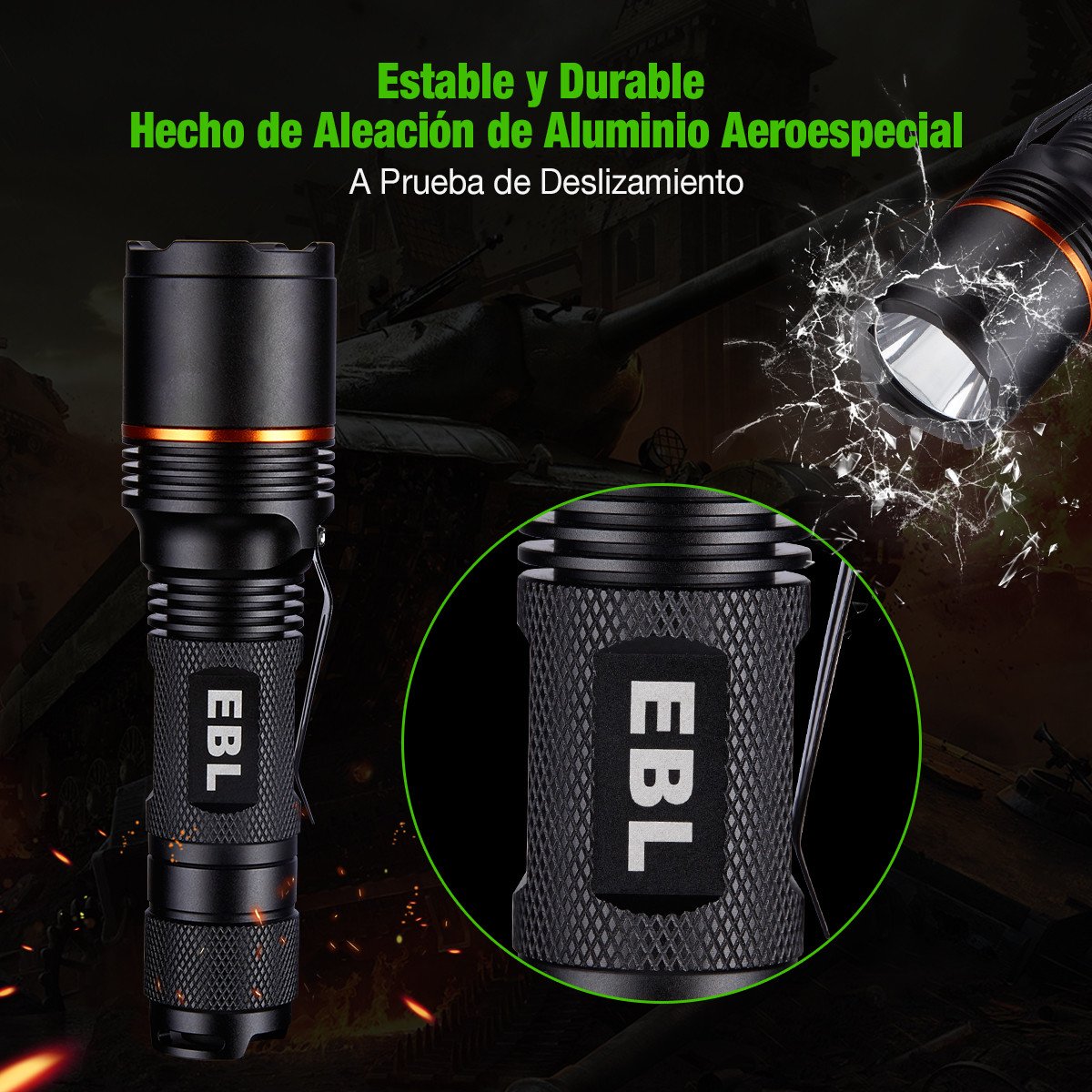 EBL 950 Lumen Linterna LED USB Recargable Impermeable IP68 con 6 modos, 2 Unidades 18650 Baterías para Ciclismo, Acampada, Senderismo, Montañismo