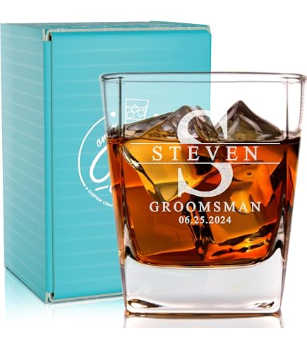 Vaso De Whisky Personalizado Grabado - Regalo Ideal Para Boda, Padrino O Novio, Diseño Claro Sin Tema