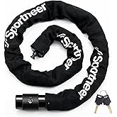 Sportneer Bike Lock: 8mm Heavy Duty Bike Chain Lock with 2 Keys & Hardened Metal Lock Head, 100cm 120cm High Security Anti-Th