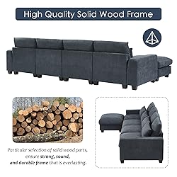 P PURLOVE Modern Dark Gray Polyester Sectional