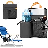 GRAOSO Beach Chair Cup Holder, Chair Side Organizer Easily Attached to Armrest with 2 Self-Adhesive Fastener Strap, Hanging Chair Attachment for Water Bottle, Sunglasses, Phone, Snack, etc..