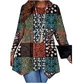 SOLY HUX Women's Plus Size Boho Floral Tunic Tops 3/4 Sleeve Crew Neck Tee Fall Casual T Shirt