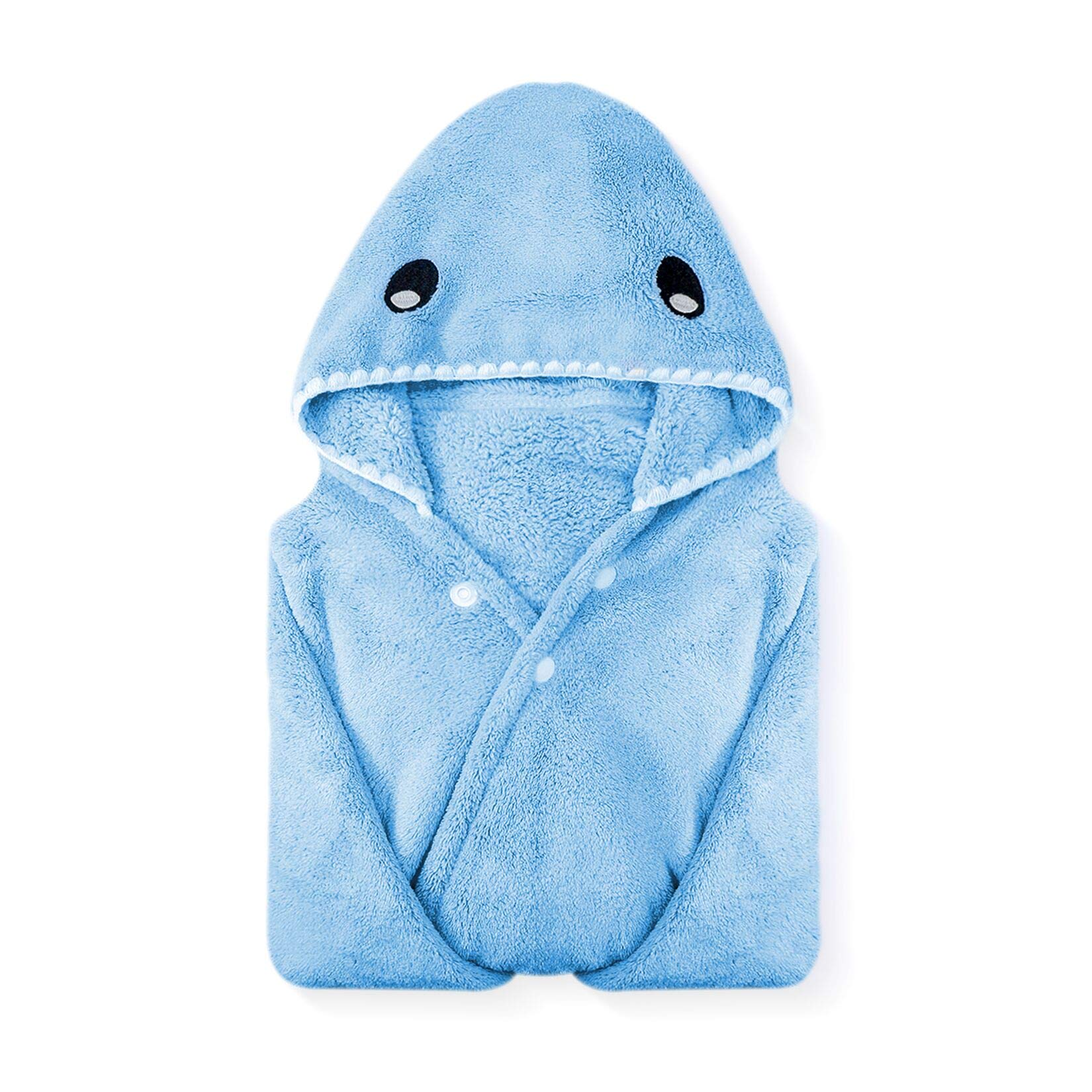 ROMASA Kids Bath Towels,Premium Hooded Towel for Toddler Highly Absorbent Coral Fleece Bathrobe for Boys Girls-27.5" x 55"(Blue Shark)