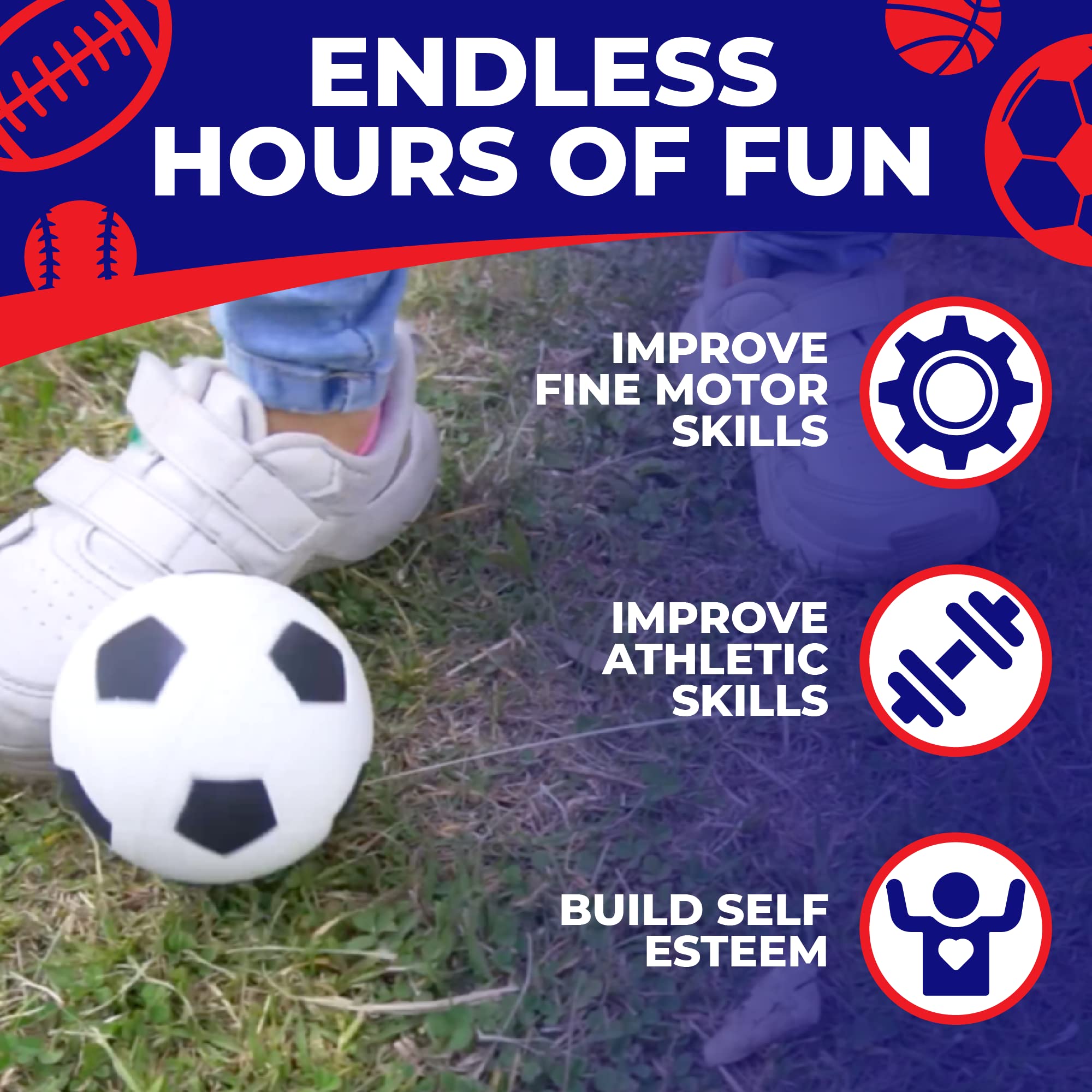 Toysery Foam Sports Balls Toddler Toys Set with Carry Bag - Includes Football, Soccer Ball, Tennis Ball, Basketball, Baseball, Kickball, & 3 Fresbee Discs - Soft Balls for Kids and Toddlers Ages 1-3