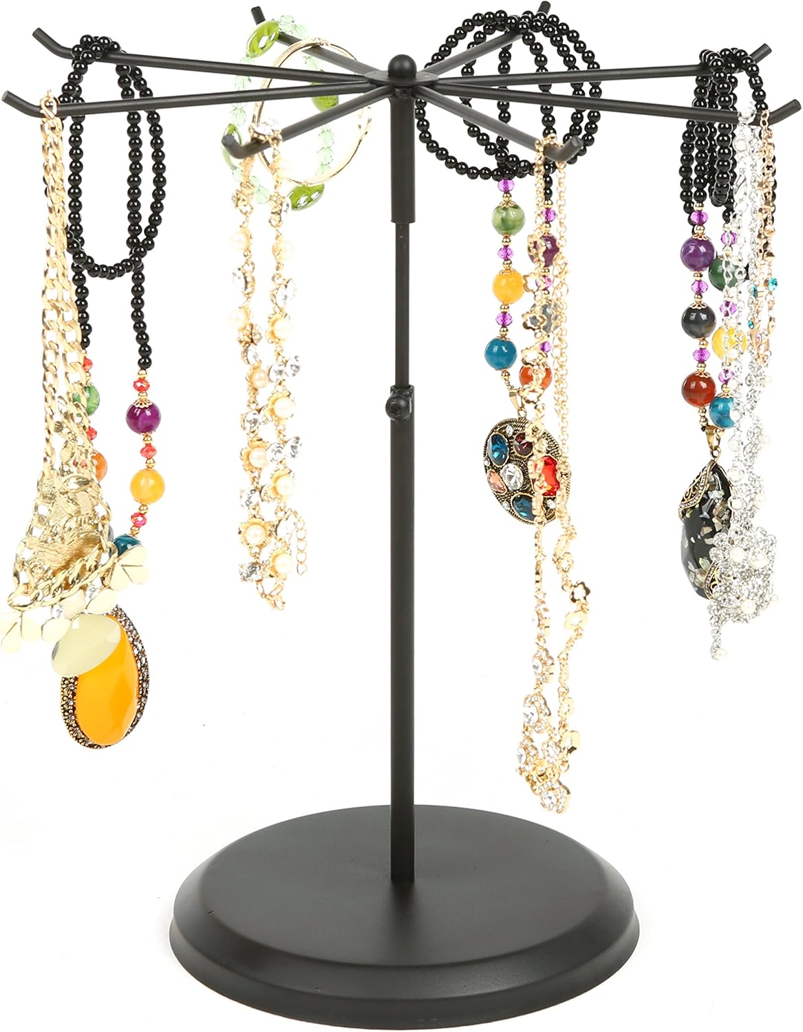 MyGift Metal Negro Giratorio 8 Ganchos Collar y Pulsera Organizador