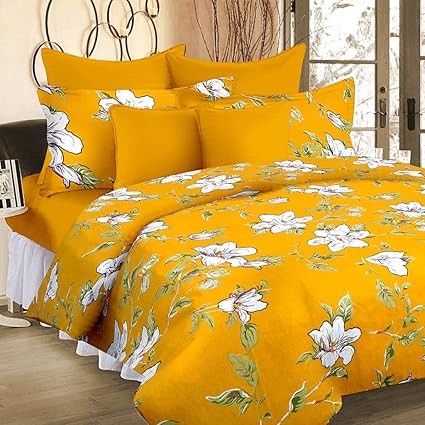 Cortina 104 TC Cotton Double Bedsheet with 2 Pillow Covers - Multicolour
