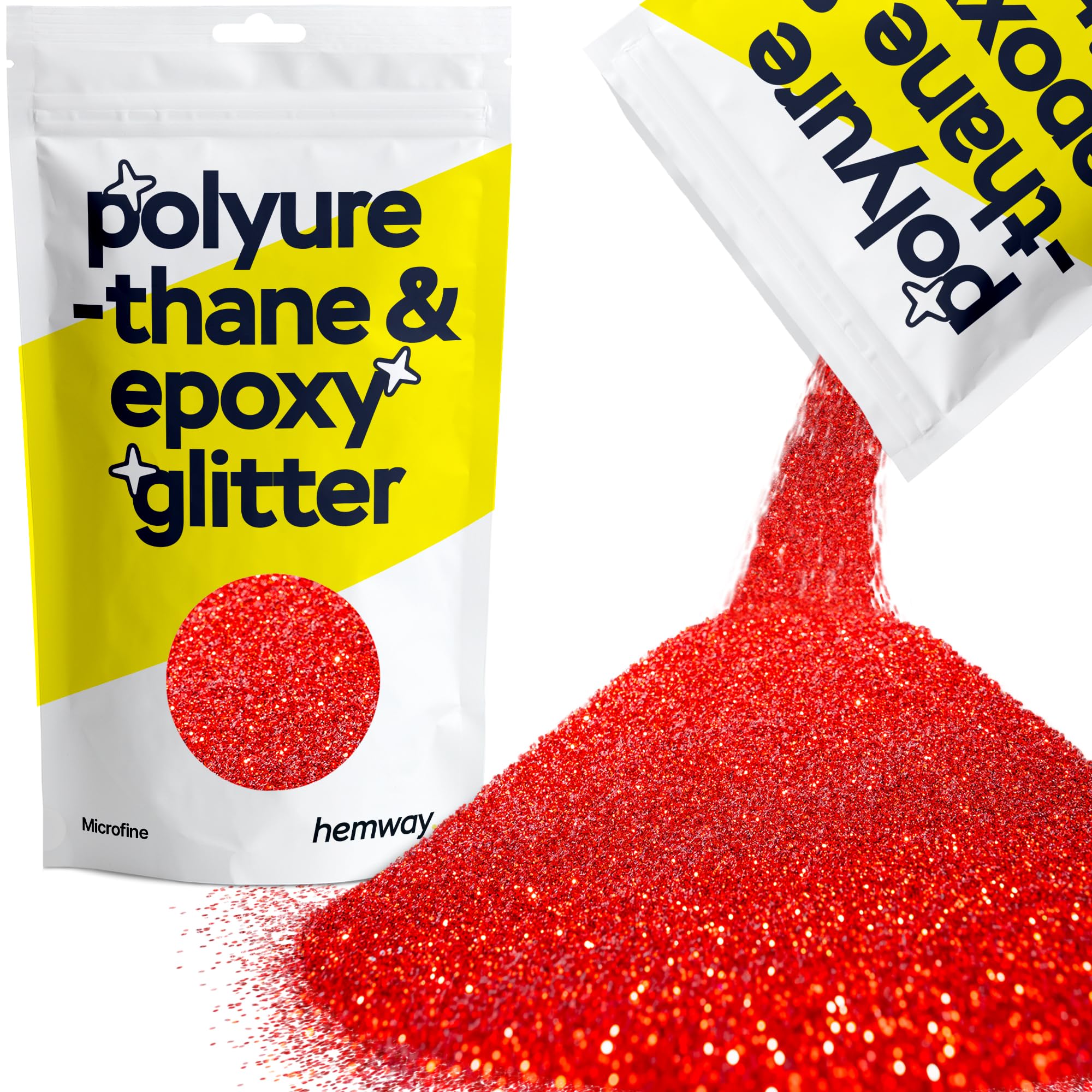 Hemway Resin Glitter Red 100g Microfine | Polyurethane & Epoxy Glitter for Resin Crafts, Tumblers, Coasters, Floor & Table Art