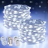 JMEXSUSS 2 Pack White Fairy Lights Battery