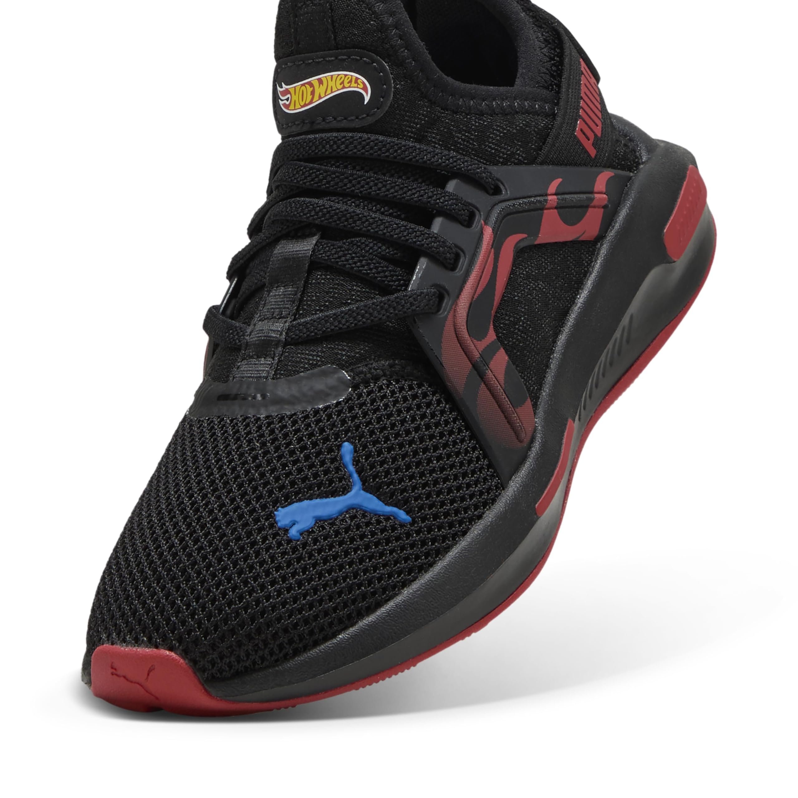 PUMA Softride Enzo Sneaker, Black-Red Fire, 12 US Unisex Little Kid