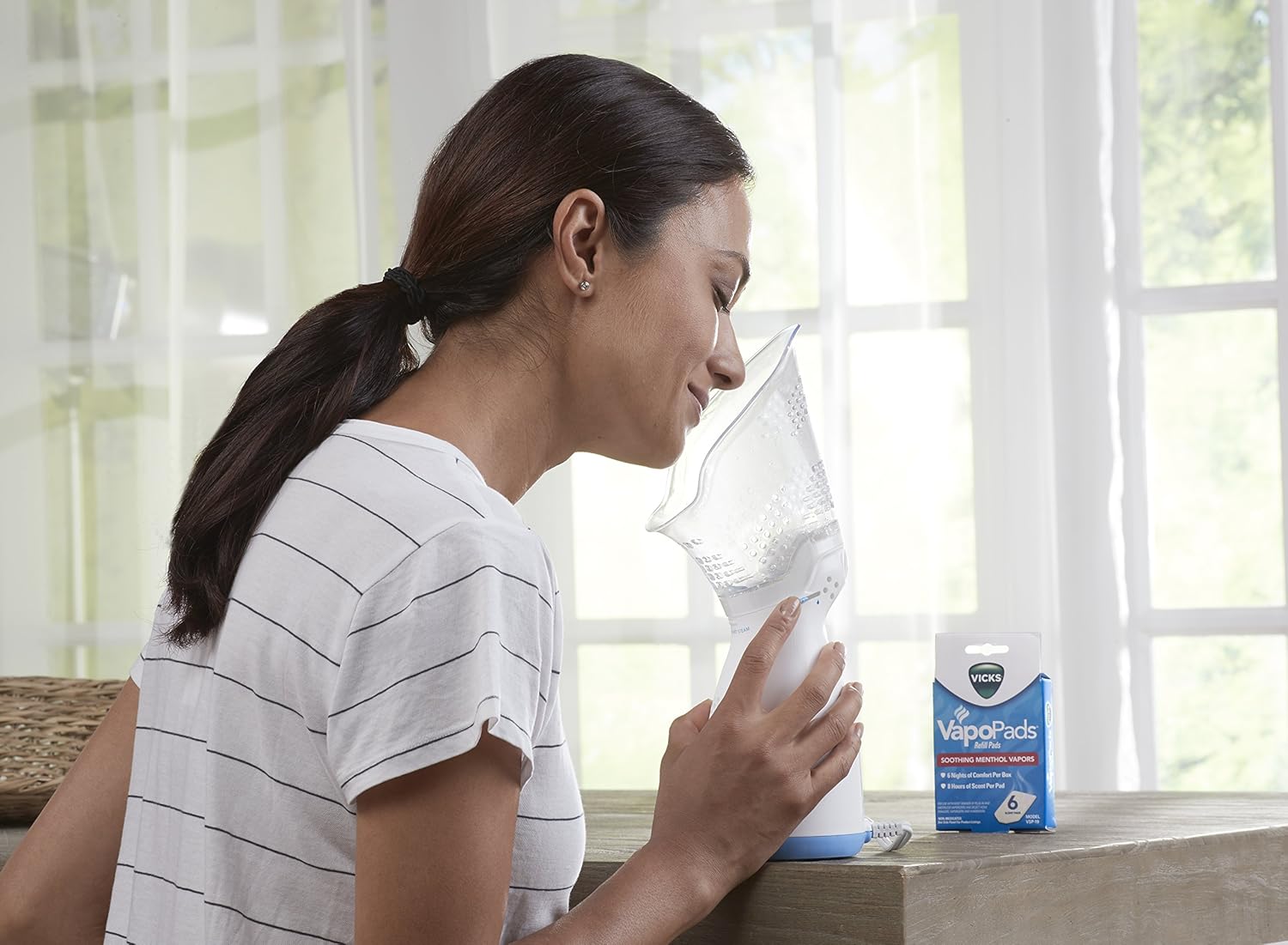 Vicks Personal Sinus Steam Inhaler Face Steamer or Inhaler with Soft Face Mask for Targeted Steam Relief, Aids with Sinus Problems, Congestion, Cough, Use With Soothing Menthol Vicks VapoPads: Health & Personal Care